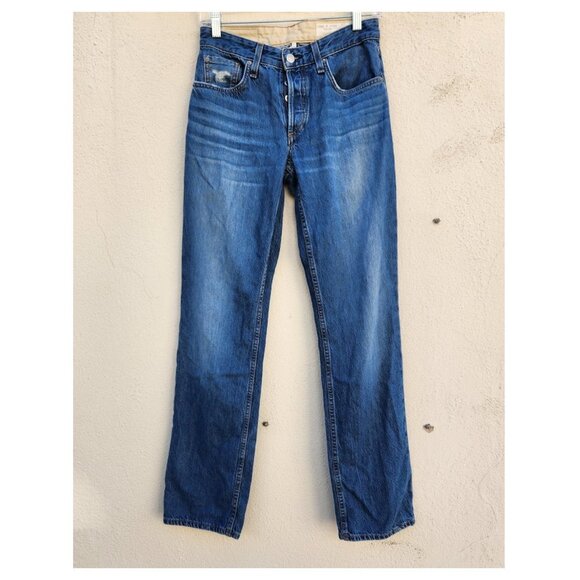 Rag & Bone Piper Low-Rise Straight Hermosa Slim Fit Mid Indigo Jean - Picture 2 of 9